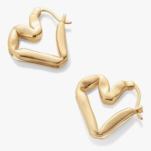 NEW 14K Gold Plated Elegant Gold Heart Hoop Earrings